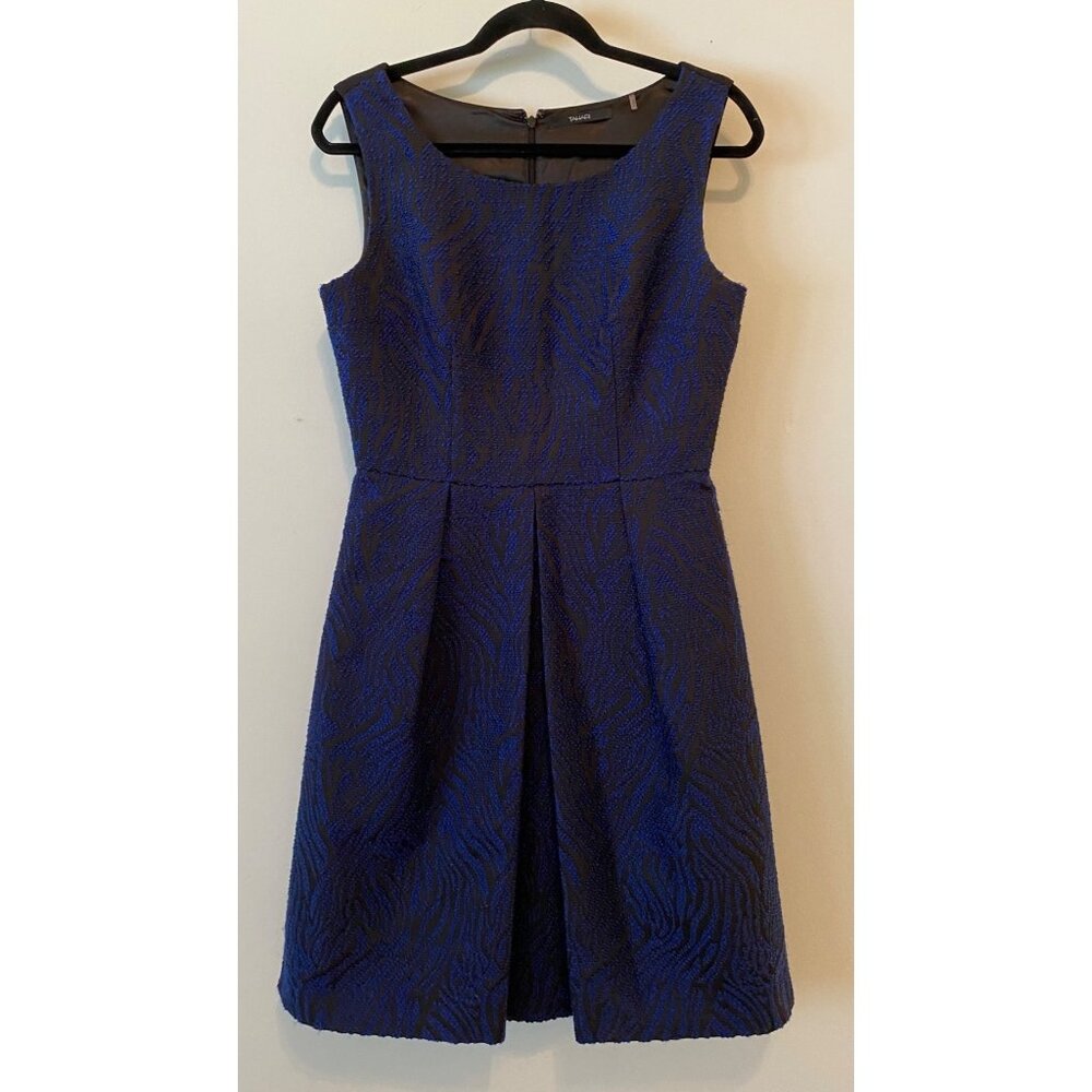 Tahari Womens Blue & Black Sleeveless A-Line Dress Small